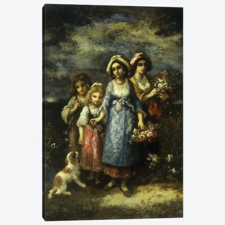 The Flower Gatherers, 1873  Canvas Print #BMN5660} by Narcisse Virgile Diaz de la Pena Canvas Art Print