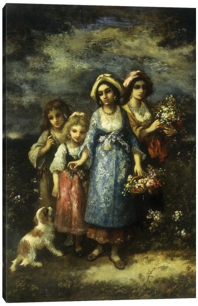 The Flower Gatherers, 1873  Canvas Art Print