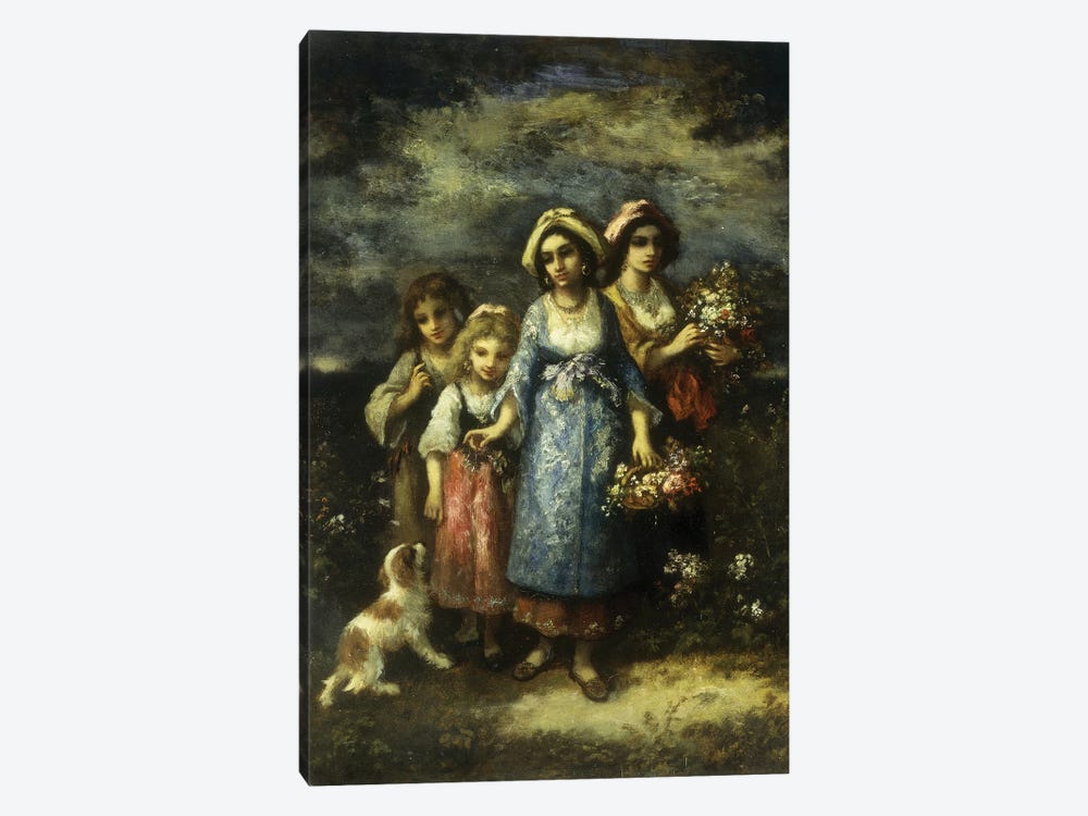 The Flower Gatherers, 1873  by Narcisse Virgile Diaz de la Pena 1-piece Art Print