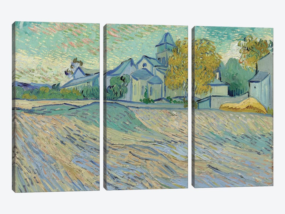 Vue de L'Asile et de la Chapelle de Saint-Remy, 1889  by Vincent van Gogh 3-piece Canvas Art