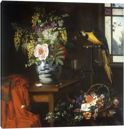 Still life with a vase of flowers, 1874  Canvas Art Print