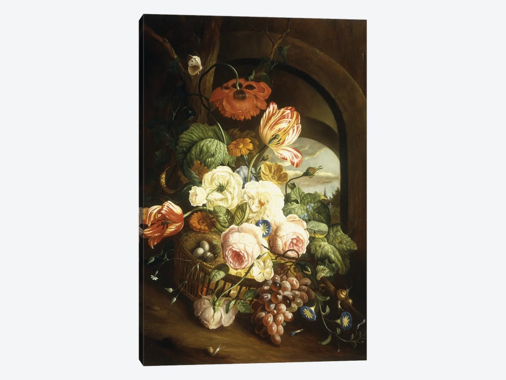 Still life with assorted flowers  by Josef Holstayn 1-piece Canvas Print