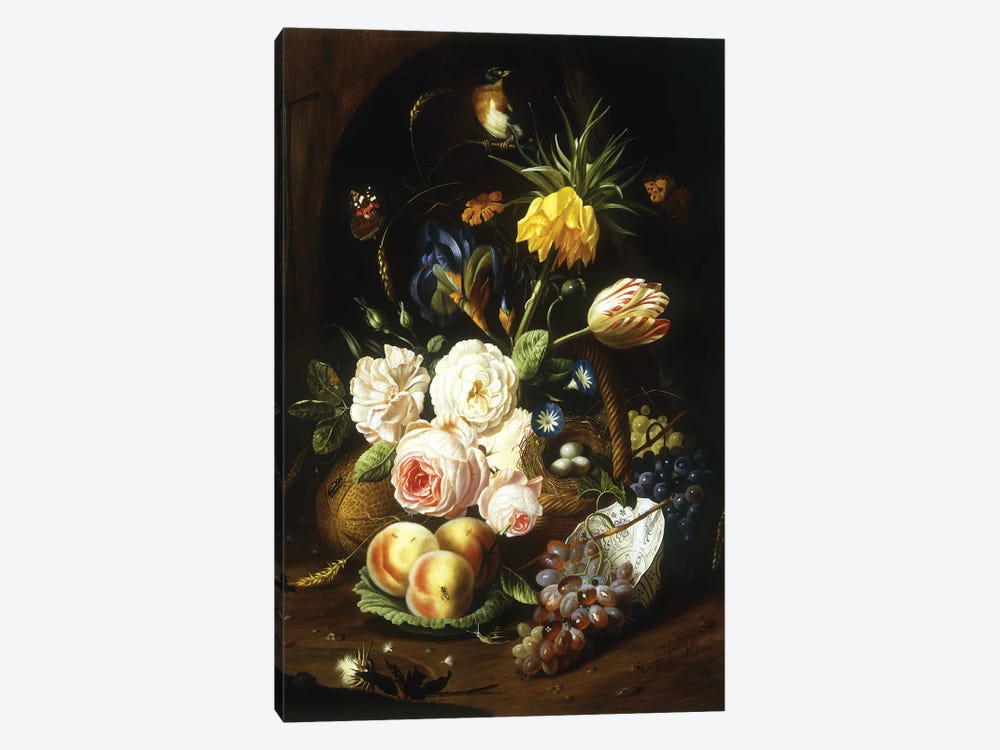 Still life with assorted flowers  by Josef Holstayn 1-piece Canvas Wall Art