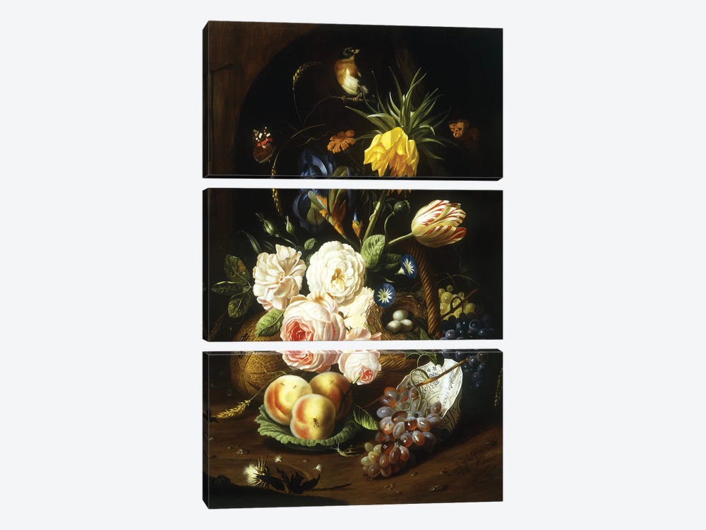 Still life with assorted flowers  3-piece Canvas Wall Art