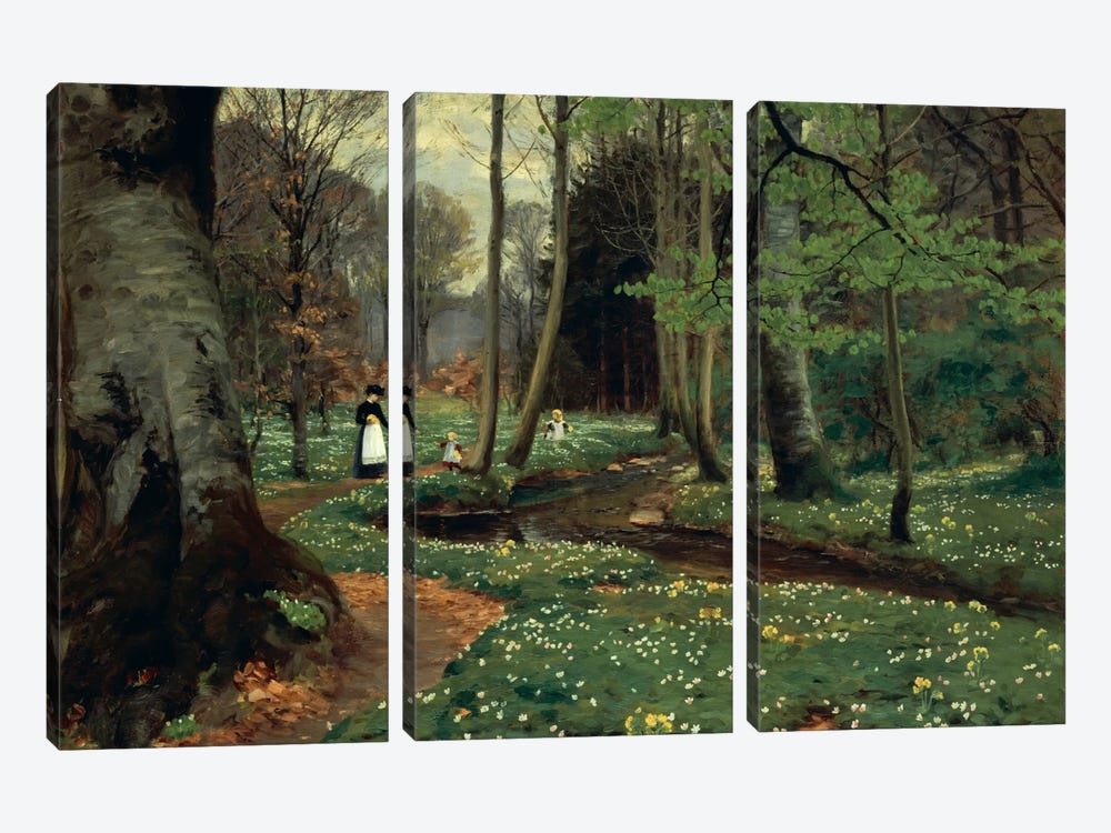 The Woodland Path  by Hans Andersen Brendekilde 3-piece Canvas Artwork