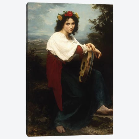 Italian woman with a tambourine, 1872  Canvas Print #BMN5696} by William-Adolphe Bouguereau Art Print