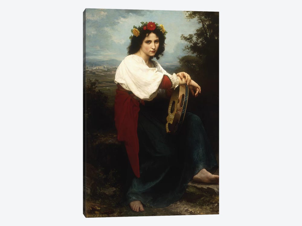 Italian woman with a tambourine, 1872  by William-Adolphe Bouguereau 1-piece Canvas Wall Art