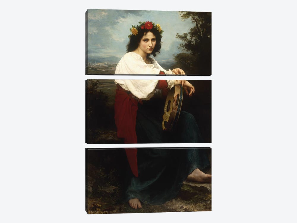 Italian woman with a tambourine, 1872  by William-Adolphe Bouguereau 3-piece Canvas Artwork