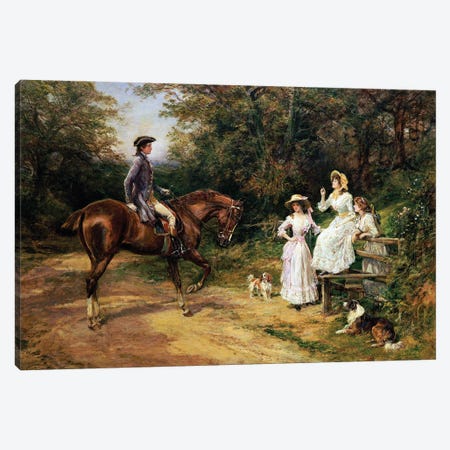 A Meeting By A Stile  Canvas Print #BMN5699} by Heywood Hardy Canvas Art
