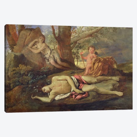 Echo and Narcissus  Canvas Print #BMN570} by Nicolas Poussin Canvas Wall Art