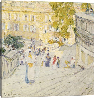 The Spanish Steps of Rome, 1897  Canvas Art Print - Childe Hassam