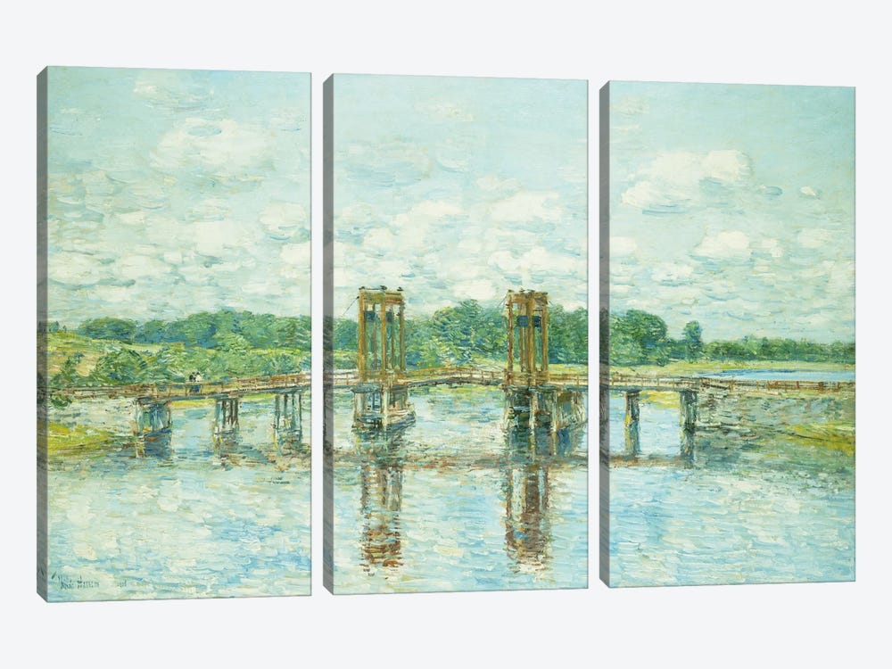 The Toll Bridge, New Hampshire, Near Exeter, 1906  3-piece Canvas Wall Art