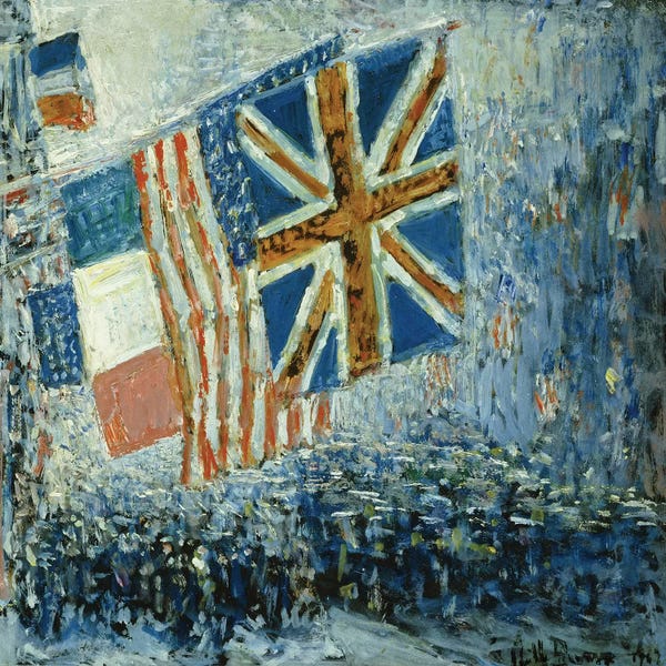 American Flags: The Big Parade, 1917  by Childe Hassam