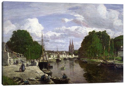 The Port at Quimper, 1857  Canvas Art Print