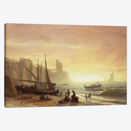 The Fishing Fleet, 1862  Canvas Print #BMN5731} by Albert Bierstadt Canvas Print