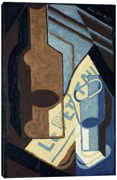 Bottle and Glass (Bouteille et Verre), 1921  Canvas Art Print - Juan Gris
