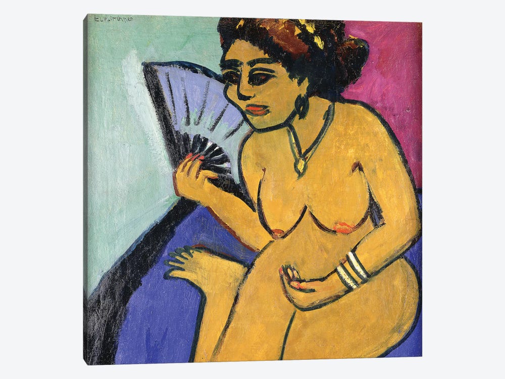 Seated Nude with Fan (Sitzender Akt Mit Facher), 1910-11  by Ernst Ludwig Kirchner 1-piece Canvas Print
