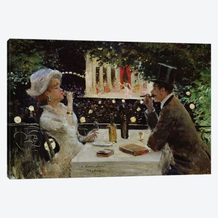 Dinner at Les Ambassadeurs, c.1882  Canvas Print #BMN576} by Jean Beraud Art Print
