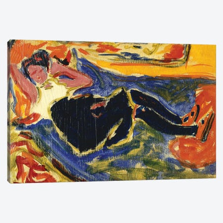Woman with Black Stockings (Frau mit Schwarzen Strumpfen) Canvas Print #BMN5773} by Ernst Ludwig Kirchner Art Print