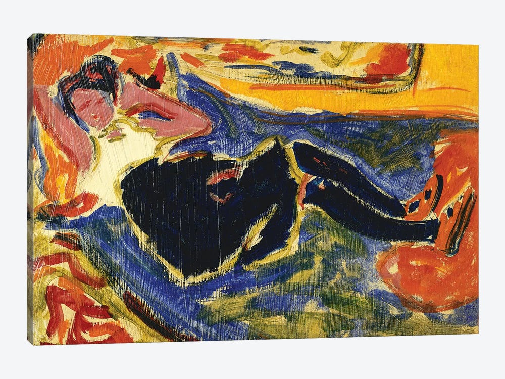 Woman with Black Stockings (Frau mit Schwarzen Strumpfen) by Ernst Ludwig Kirchner 1-piece Canvas Wall Art