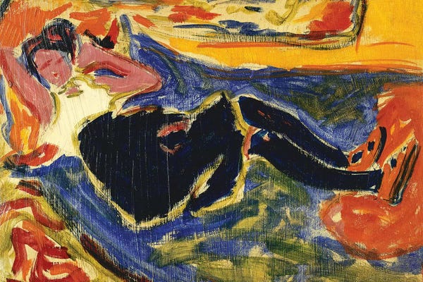 Ernst Ludwig Kirchner: Woman with Black Stockings (Frau mit Schwarzen Strumpfen) by Ernst Ludwig Kirchner