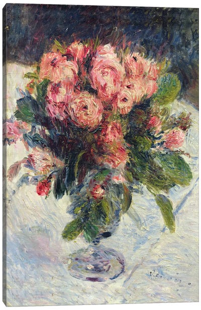 Moss-Roses, c.1890  Canvas Art Print - Pierre Auguste Renoir
