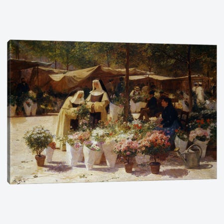 The Flower Market Canvas Print #BMN5780} by Victor Gabriel Gilbert Canvas Artwork