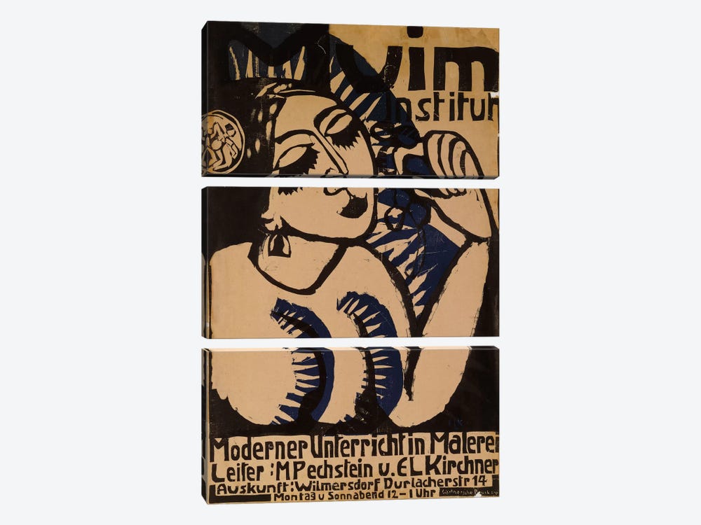 Poster Institute Muim (Plakat Muim Institut), 1911  by Ernst Ludwig Kirchner 3-piece Canvas Wall Art
