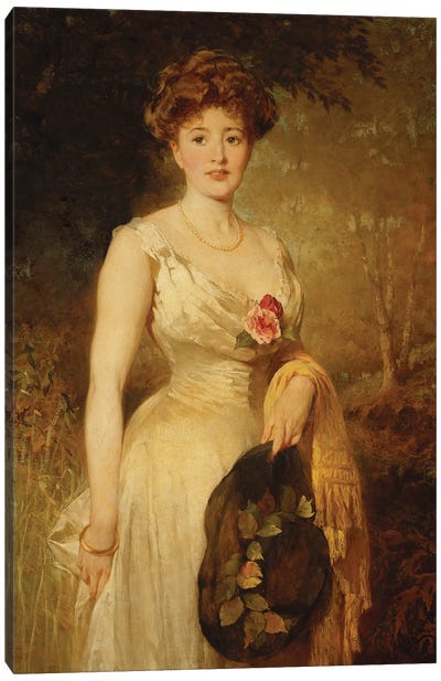 Portrait of a Lady in a White Dress, 1909  Canvas Art Print