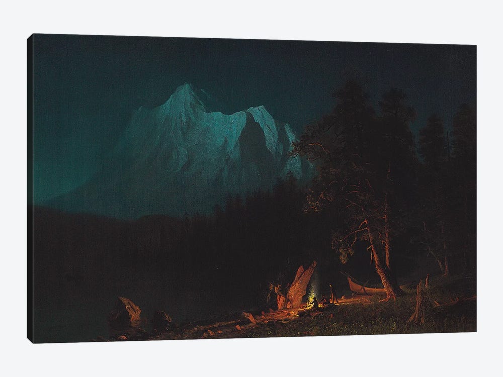 Mountainous Landscape by Moonlight  by Albert Bierstadt 1-piece Canvas Art