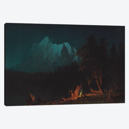 Mountainous Landscape by Moonlight  Canvas Print #BMN5804} by Albert Bierstadt Canvas Wall Art
