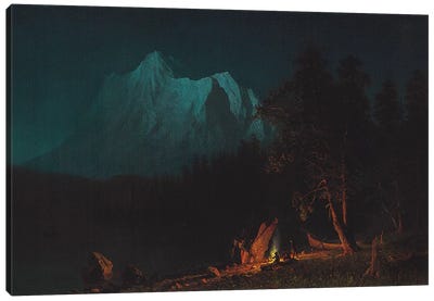 Mountainous Landscape by Moonlight  Canvas Art Print - Albert Bierstadt