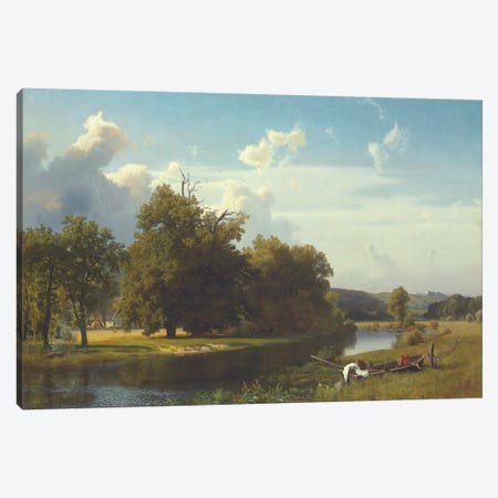 A river landscape, Westphalia, 1855  Canvas Print #BMN5805} by Albert Bierstadt Canvas Wall Art