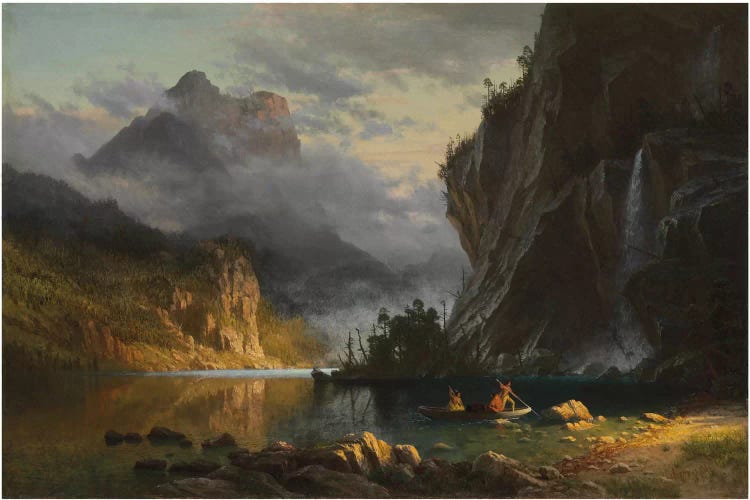 Indians spear fishing, 1862  by Albert Bierstadt wall art