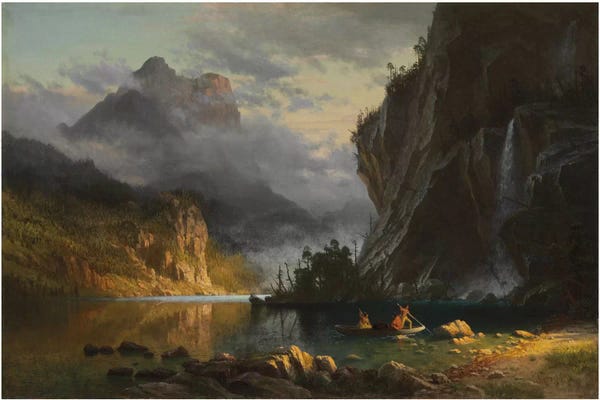 Albert Bierstadt: Indians spear fishing, 1862  by Albert Bierstadt