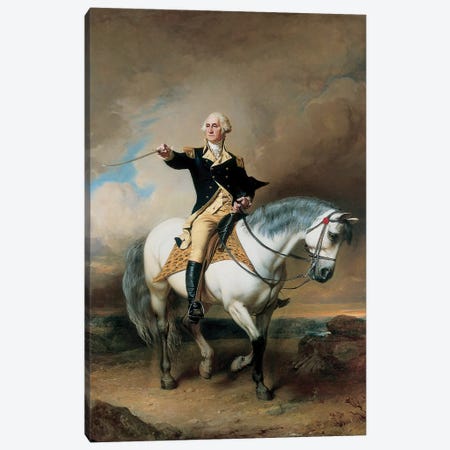 Portrait of George Washington Taking The Salute At Trenton  Canvas Print #BMN5828} by John Faed Canvas Art Print