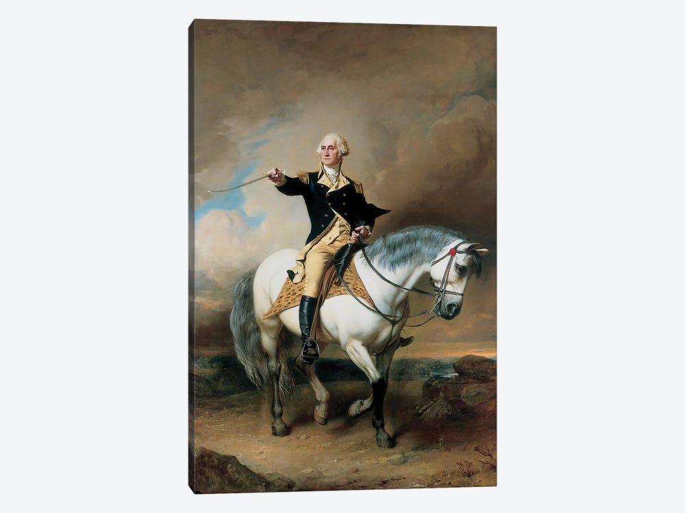 Portrait of George Washington Taking The Salute At Trenton  by John Faed 1-piece Canvas Art