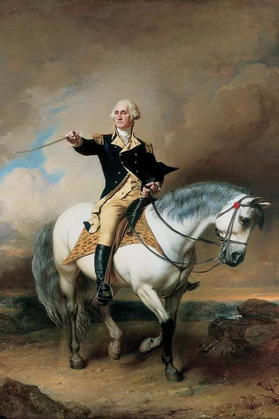 Farm Animals: Portrait of George Washington Taking The Salute At Trenton  by John Faed