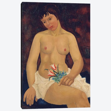 Nude with Tulips, 1927  Canvas Print #BMN5829} by Christopher Wood Canvas Print