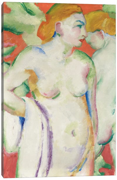 Nudes in Cinnabar  Canvas Art Print - Franz Marc