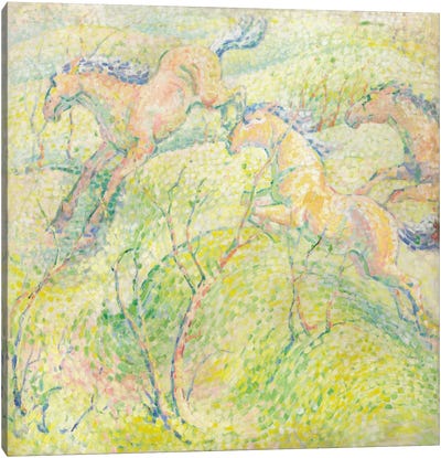 Jumping Horses, 1910  Canvas Art Print - Franz Marc