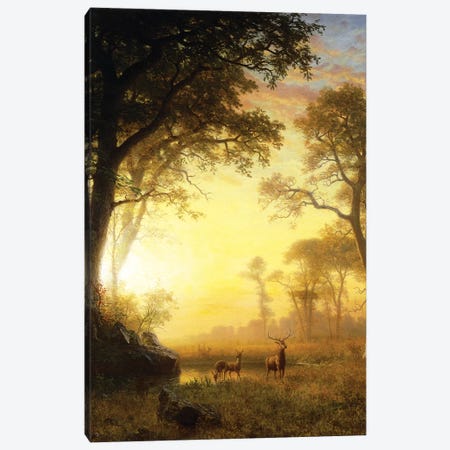 Light in the Forest,  Canvas Print #BMN5850} by Albert Bierstadt Canvas Artwork