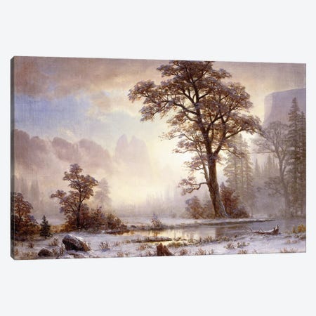 Valley of the Yosemite -Snow Fall,  Canvas Print #BMN5853} by Albert Bierstadt Canvas Wall Art