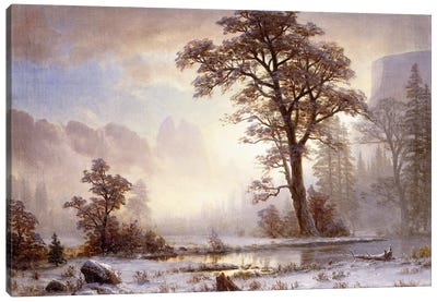 Valley of the Yosemite -Snow Fall,  Canvas Art Print - Albert Bierstadt