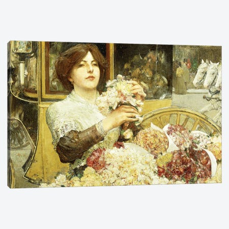 The Rose Girl,  Canvas Print #BMN5858} by Childe Hassam Canvas Artwork