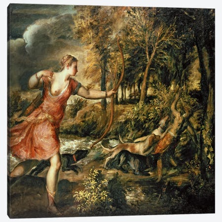 The Death of Actaeon, c.1565  Canvas Print #BMN587} by Titian Canvas Wall Art