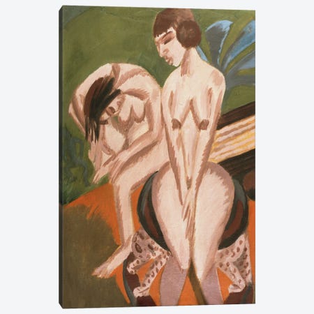 Two Nudes in the Room; Zwei Akte im Raum, 1914  Canvas Print #BMN5884} by Ernst Ludwig Kirchner Canvas Wall Art