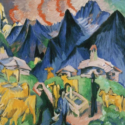 Alpleben, Triptych; Alpleben, Triptychon, 1918  by Ernst Ludwig Kirchner metal wall art