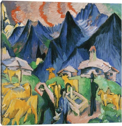 Alpleben, Triptych; Alpleben, Triptychon, 1918  Canvas Art Print - Ernst Ludwig Kirchner