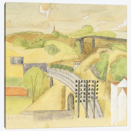 Study for The Meulan Viaduct; Etude pour le Viaduc de Meulan, 1912  Canvas Print #BMN5890} by Roger de la Fresnaye Canvas Art